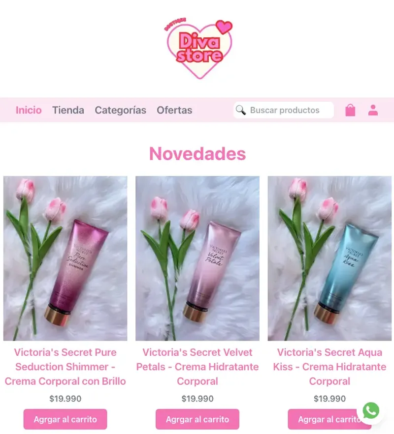 Captura del proyecto E-commerce DivaStore