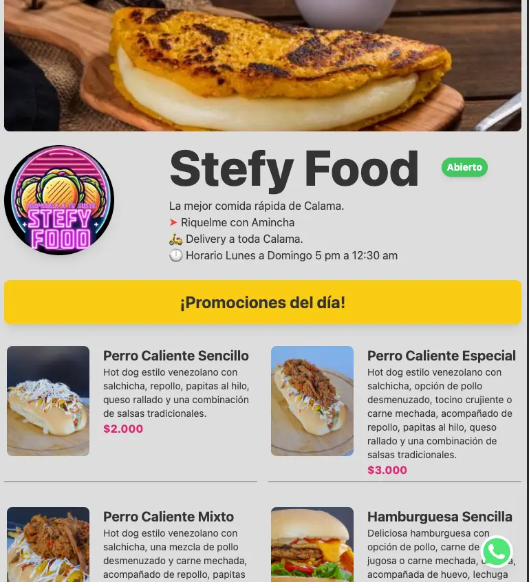 Menu Comida Online